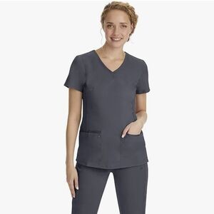 NWT - Healing Hands SM Pewter Gray Juilet V-Neck Scrub Top